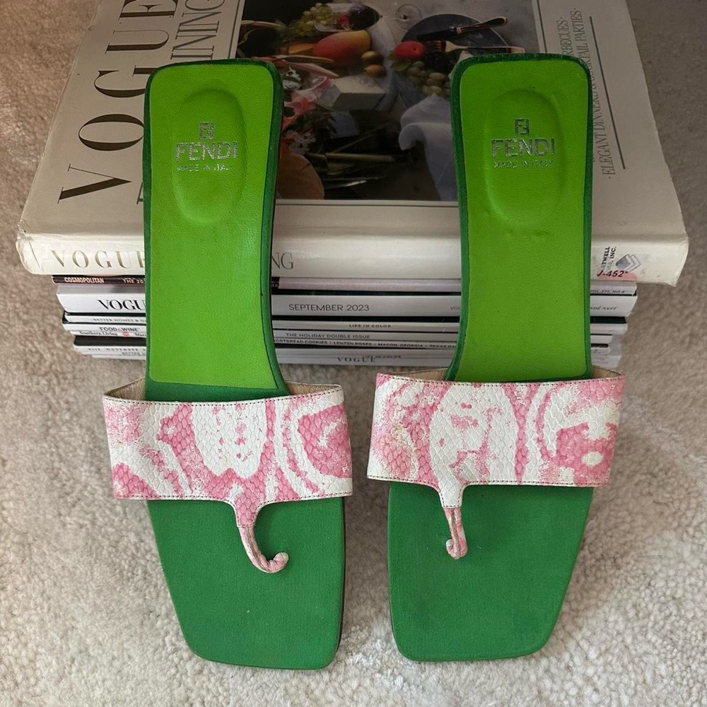 Fendi Pink and Green Heels